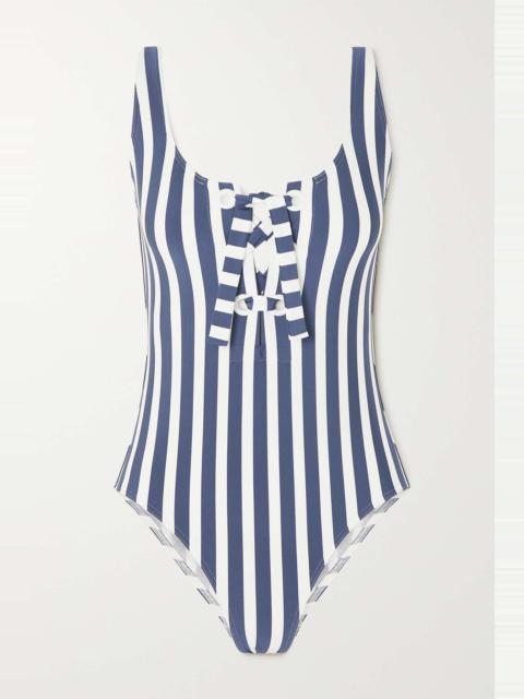 Samba lace-up striped swimsuit