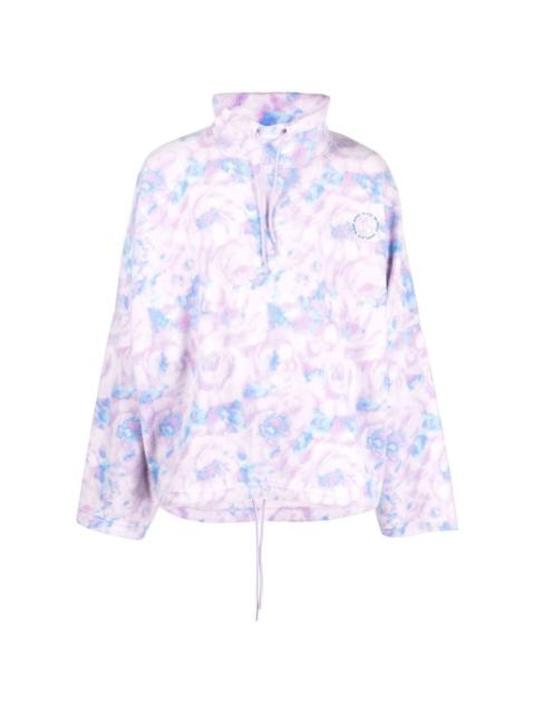 floral-print fleece jumper