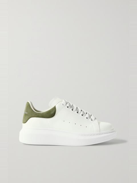 Alexander McQueen Suede-trimmed leather exaggerated-sole sneakers