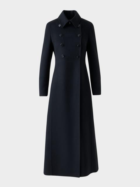 AKRIS Eva Double-Breasted Wool Double Face Long Coat