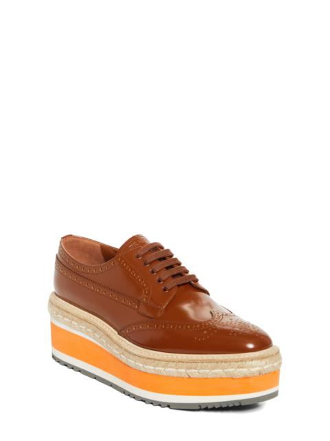 Prada Re-Edition Platform Wingtip Oxford in Tabacco at Nordstrom