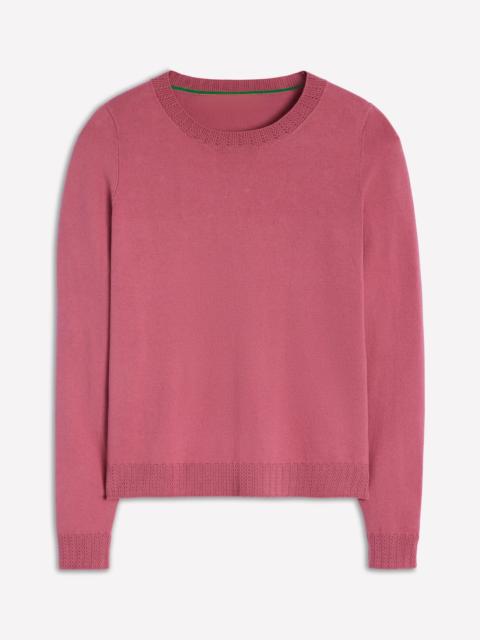 BODEN Emilia Cotton Crew Sweater-Pink Heather