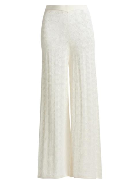 Loulou de Saison Women's Egeo Lace-Knit Wide-Leg Pants - Ivory