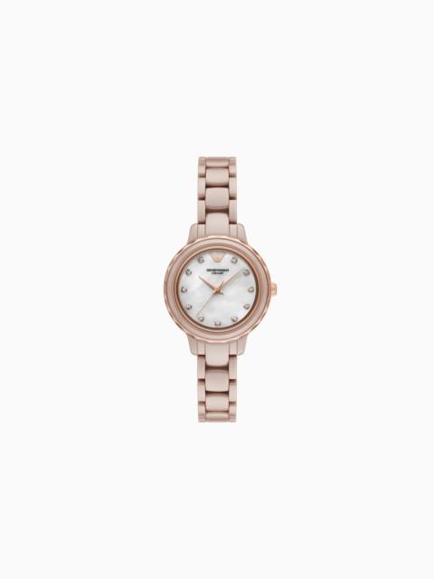 EMPORIO ARMANI THREE-HAND NUDE CERAMIC WATCH