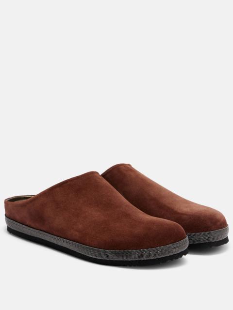 Brunello Cucinelli Monili suede clogs