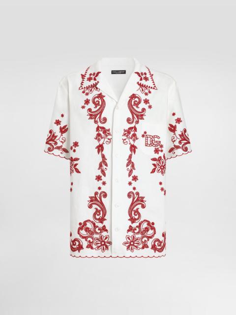 Dolce & Gabbana Hawaii linen shirt with cutwork