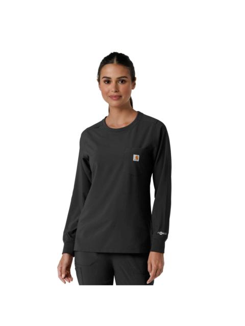 Carhartt Women's Force Cross-Flex Crew Neck Long Sleeve Scrub Top