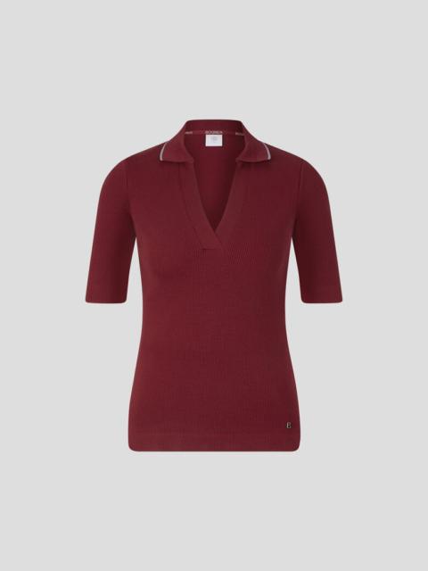 BOGNER Zadie Knitted polo shirt in Bordeaux