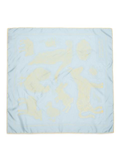 JACQUEMUS Men's Animal Motif Silk Scarf - Print Animal Blue Yellow