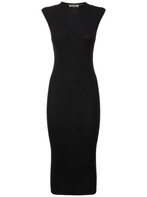 Superfine ribbed viscose midi dress