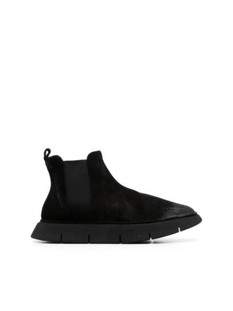 suede round-toe slip-on boots