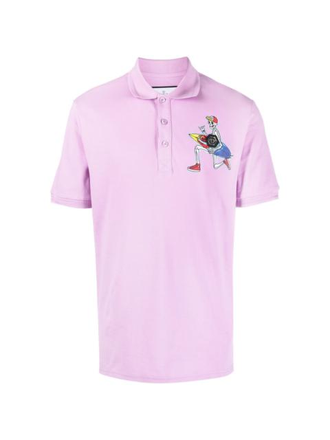 graphic-print polo shirt