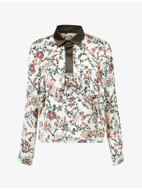 sacai Overlay-Panel Floral Satin Shirt