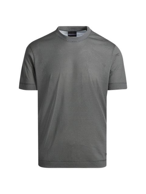 EMPORIO ARMANI Men's Wave Print Crewneck T-Shirt - White Navy