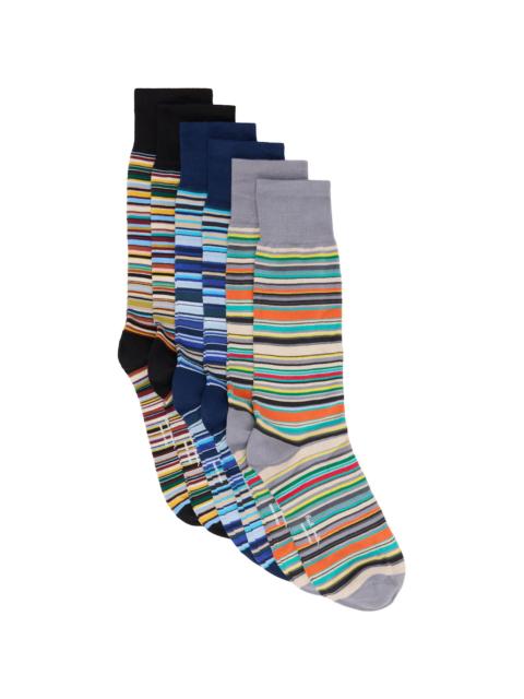 Paul Smith Six-Pack Multicolor 'Signature Stripe' Socks