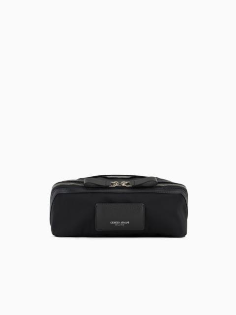 GIORGIO ARMANI NYLON AND LEATHER WASHBAG