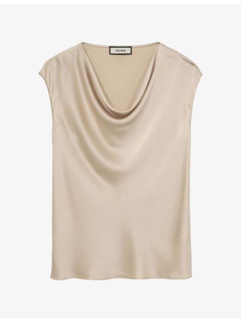 REISS Cate Cowl-Neck Sleeveless Silk Top