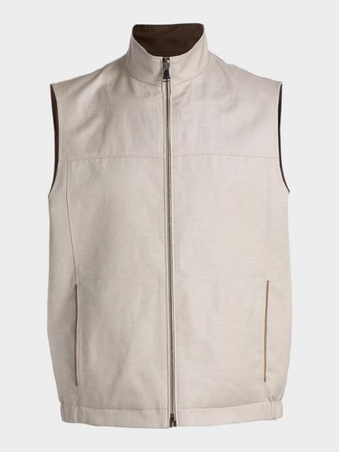 Canali Men's Wool and Linen Jersey Full-Zip Vest
