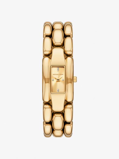 MICHAEL KORS Mini Hally Pavé Gold-Tone Watch