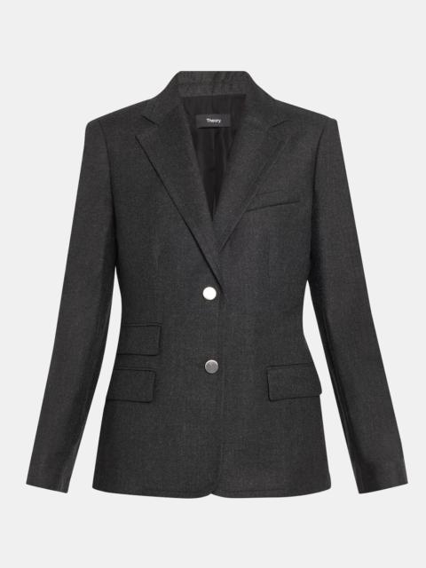 Tailored 2-Button Sleek Flannel Blazer