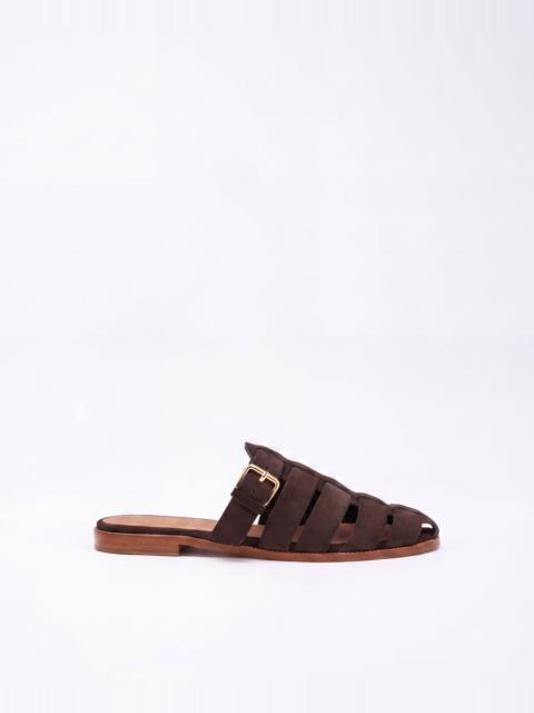 MALONE SOULIERS Theresa Dark Brown Suede Flat Mules