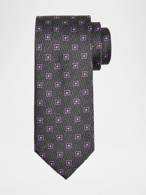 Canali Men's Gray Box Floral Silk Tie