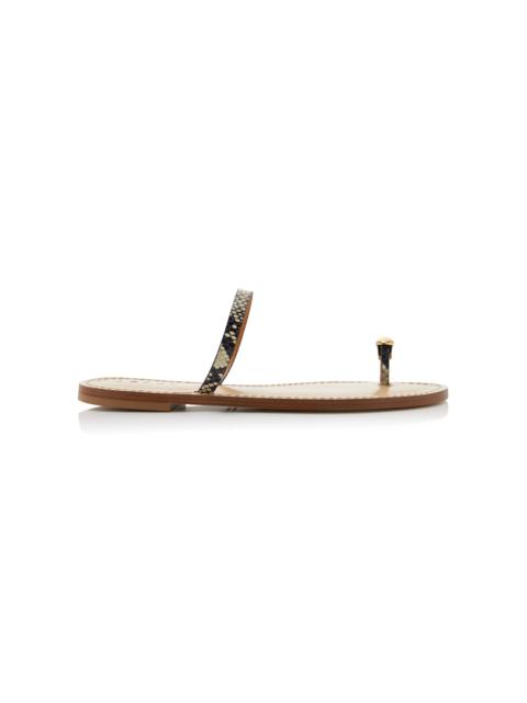 AMANU The Kibera Python-Effect Leather Sandals animal