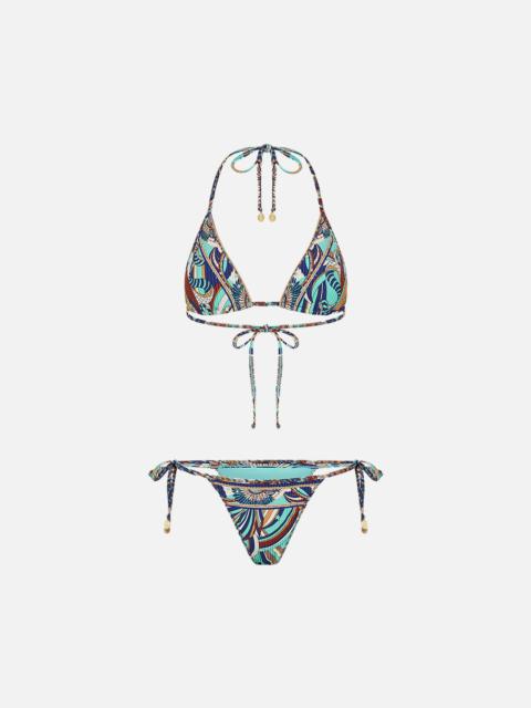 CAMILLA TRI BRA BIKINI WITH MULTICOLOUR STITCH DETAIL