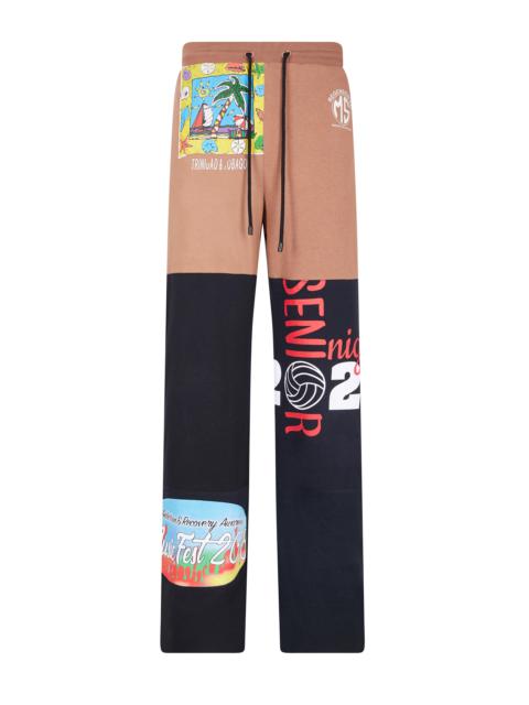 Regenerated Graphic T-shirt Patchwork Pants