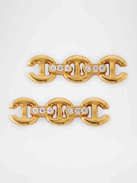 HOORSENBUHS® 18K Yellow Gold 3mm Toggle Stud Earrings with Diamond Bridges