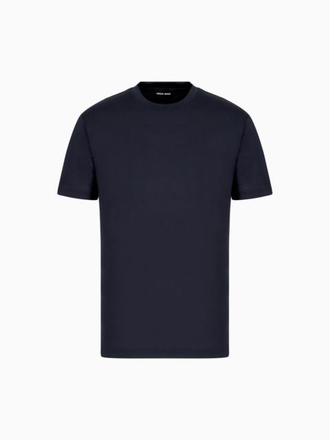 GIORGIO ARMANI Plain-knit jersey T-shirt in a silk-and-cotton blend