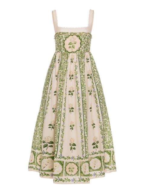 Agua by Agua Bendita Barbara Embroidered Cotton Midi Dress green