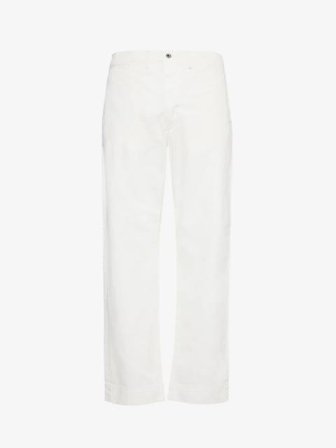Straight-leg mid-rise cotton chino trousers