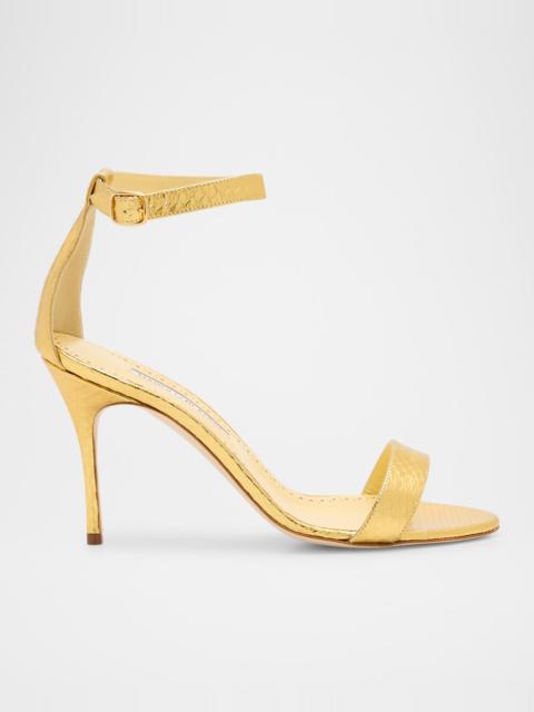 Manolo Blahnik Chaos Metallic Snakeskin Pumps