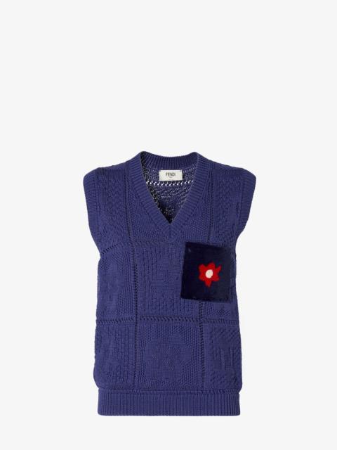 FENDI Vest Dark blue crocheted cotton vest