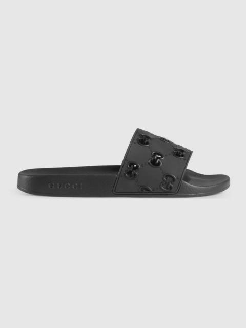 GUCCI Men's rubber GG slide sandal