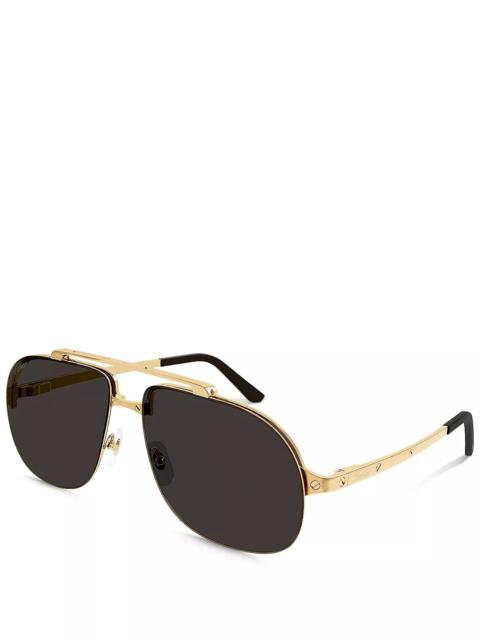 Santos Evolution 24K Gold Plated Navigator Sunglasses, 62mm