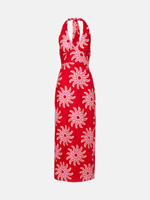 CALA de la CRUZ Dasha printed halterneck linen maxi dress