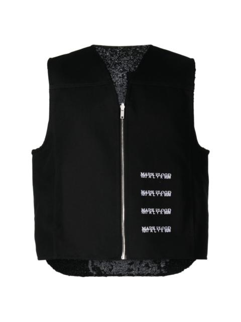 slogan-pattern embroidered vest