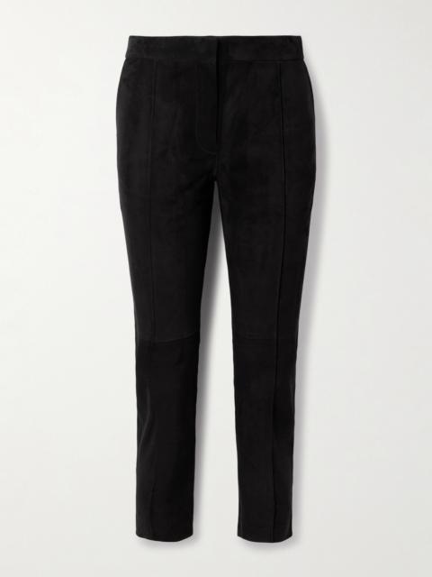 ALEX PERRY Cropped Slim-leg Suede Pants