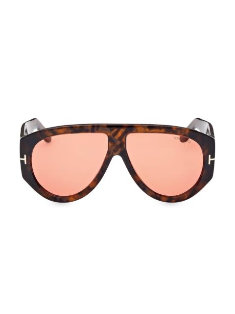 TOM FORD Men's Bronson 61MM Aviator Acetate Sunglasses - Havana Orange