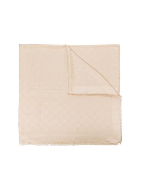 Moschino monogram-pattern fringed scarf