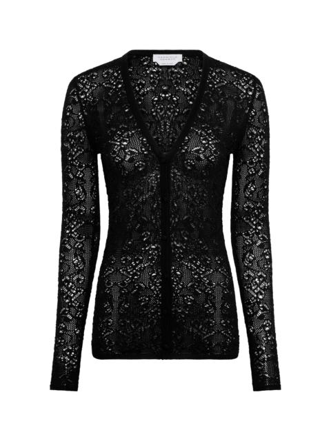 GABRIELA HEARST Ultraris Lace Knit Cardigan in Black Merino Wool