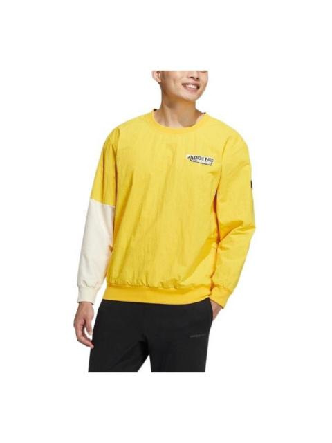 Men's adidas neo Colorblock Loose Alphabet Round Neck Long Sleeves Yellow HD4637