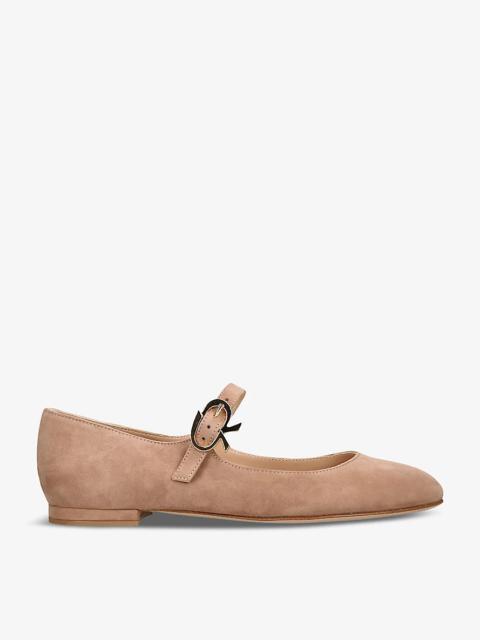 Mary ribbon suede flats