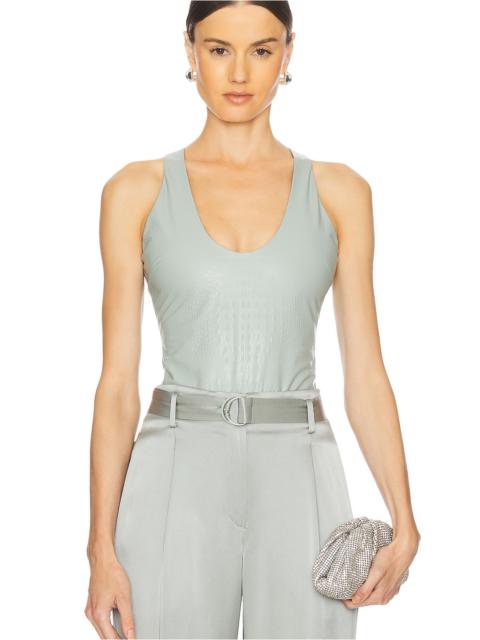 LAPOINTE Croc Faux Leather Scoop Bodysuit