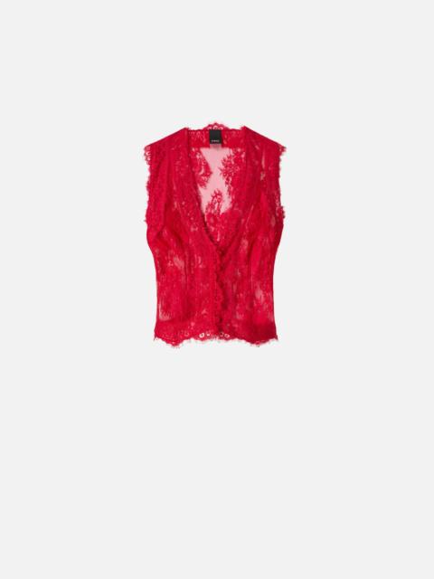 PINKO FLORAL VALENCIENNES LACE VEST