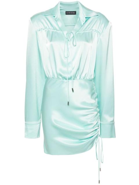 David Koma gathered-detail satin shirt dress