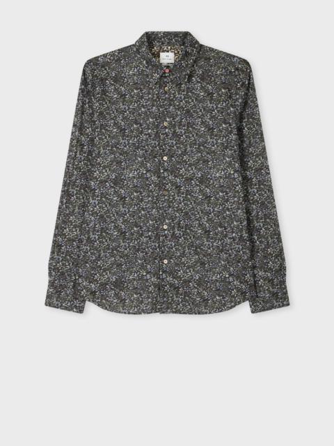 Paul Smith Tailored-Fit Navy 'Textured Floral' Print Shirt