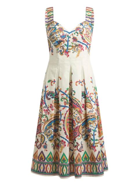 Etro floral paisley-print cotton midi dress